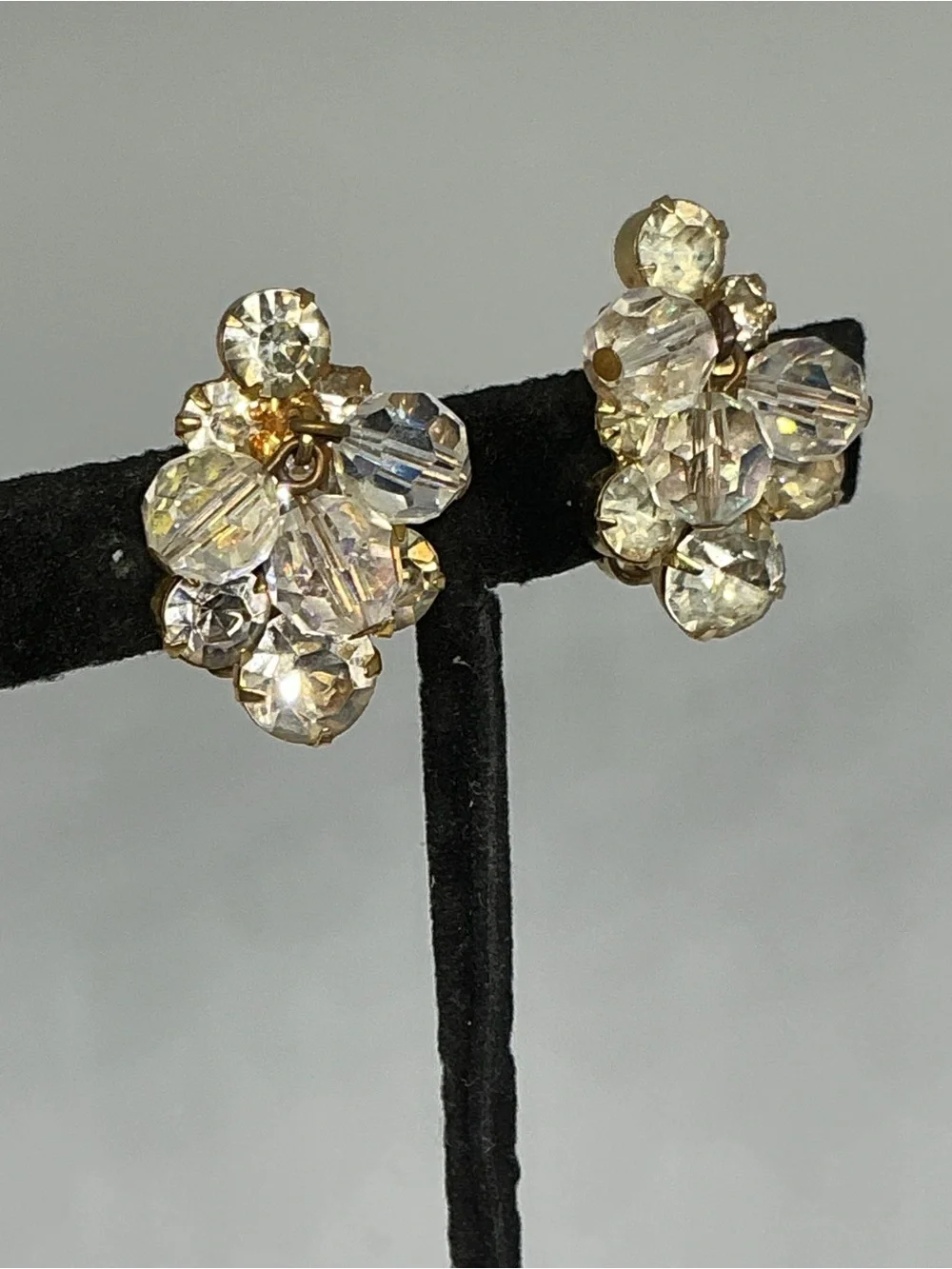 VTG Juliana AB Crystal Rhinestone Cha Cha Leaf Brooch Clip Earring Set Verified